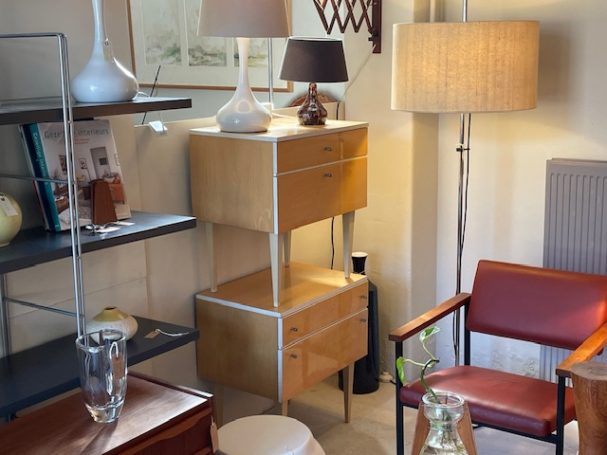 Set van Vintage Nachtkastjes met lade en klep